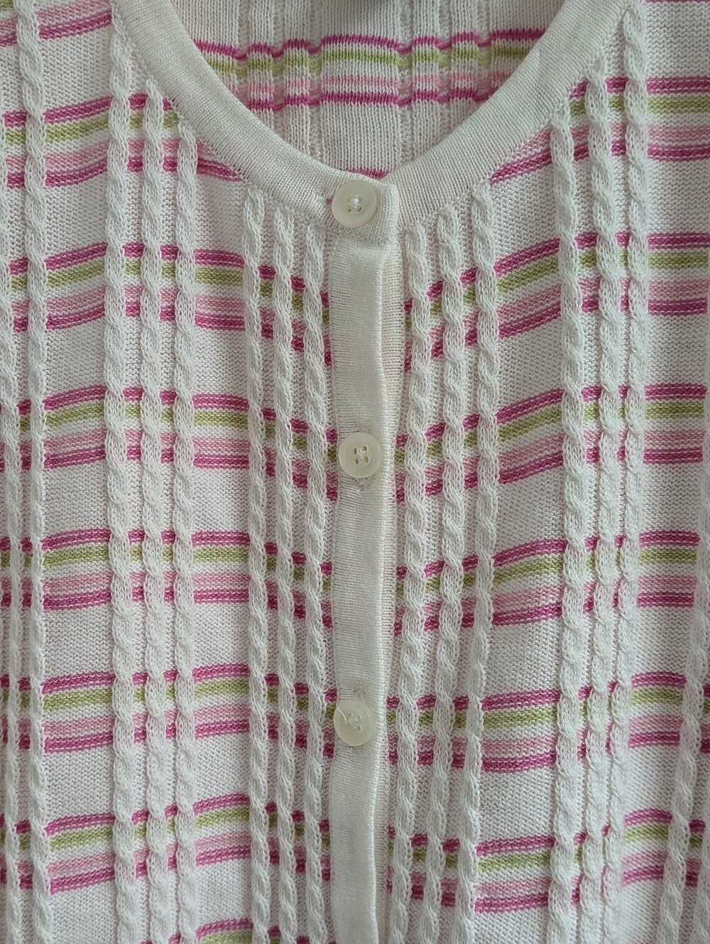 Vtg Y2K Lilly Pulitzer White Pink Green Preppy Button Cotton Cardigan Top Sz S - Picture 3 of 5
